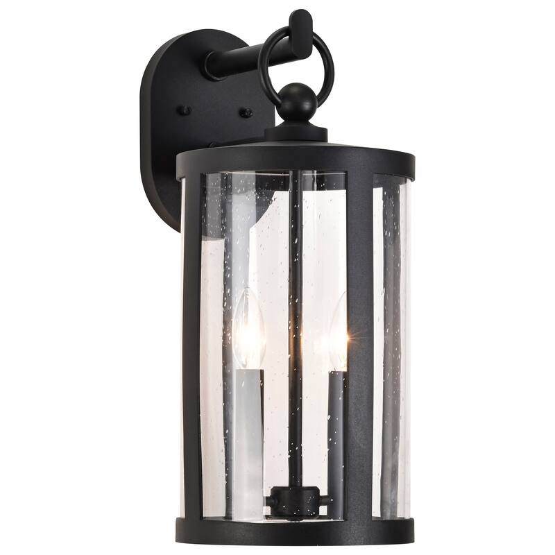 Broadstone 2 Light Medium Wall Lantern Matte Black with Clear Seeded Glass