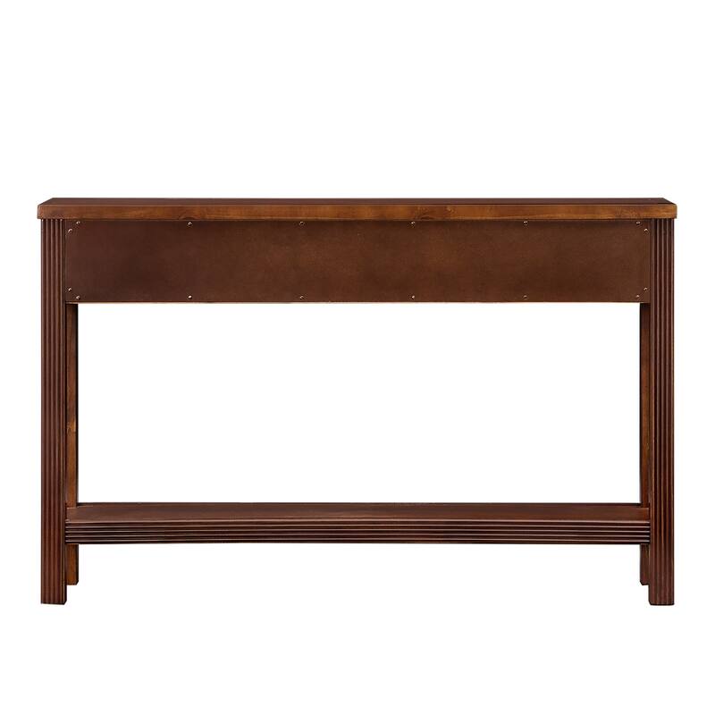 52 Inch Fluted Wood Console Table with 3 Drawers and Solid Wood Legs for Living Room Entryway Decor