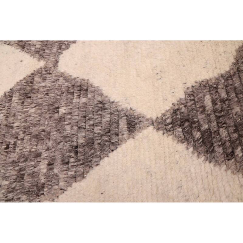 ECARPETGALLERY Hand-knotted Looma Cream, Dark Grey Wool Rug - 8'2 x 10'2