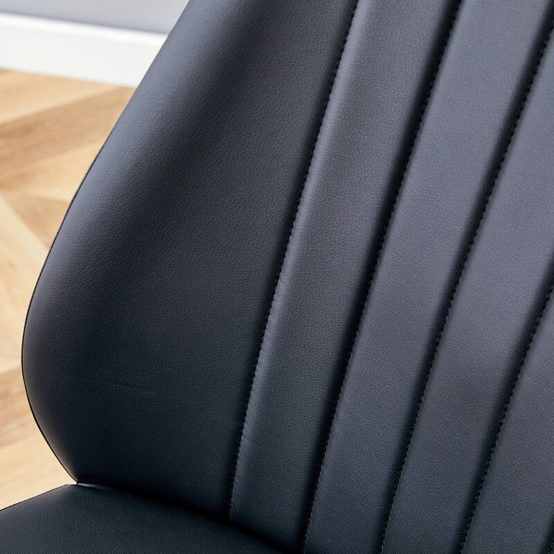 Set Of 4 Black Pu Comfort Dining Chairs,Dining Chair With Extended Backrest,Black Pu,Silver Metal Legs