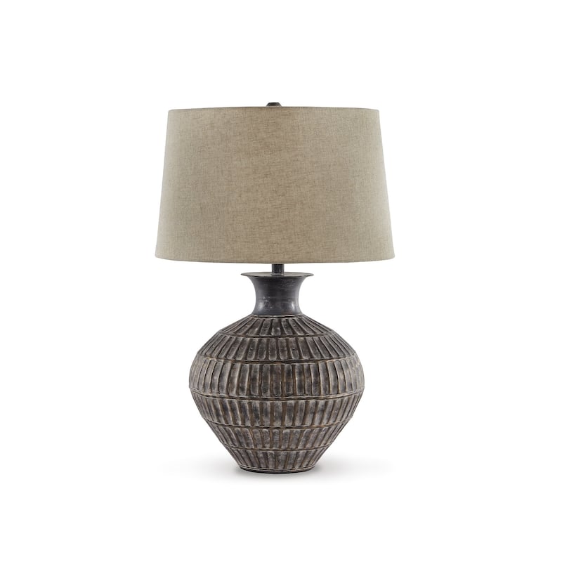 Magan Traditional Metal Antique Bronze Table Lamp - 18.25" W x 18.25" D x 29" H