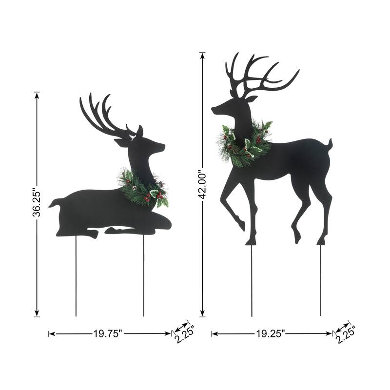 Glitzhome Christmas Metal Silhouette Nativity Waterglobe with Reindeer Yard Stakes Wall Decor