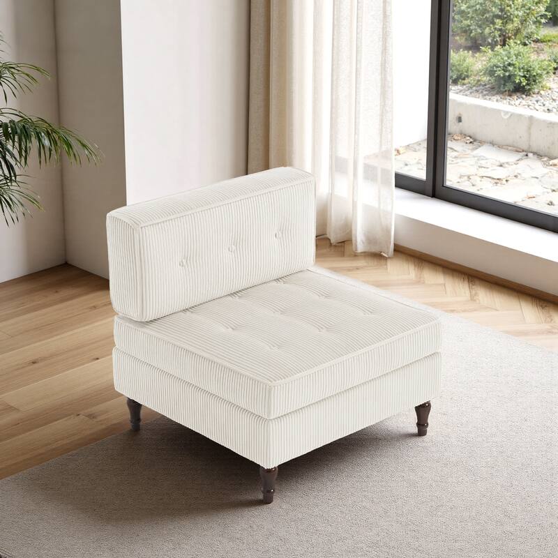 Modular Corduroy Armless Chair Upholstered Lounge Sofa