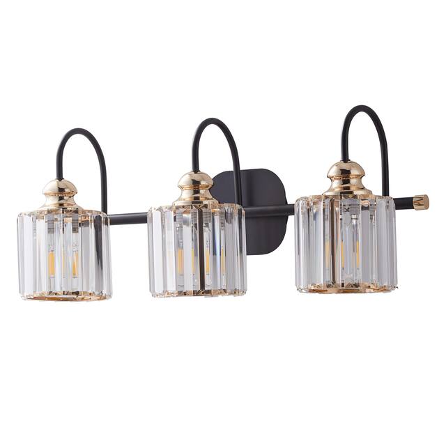 ExBrite Modern Rose Gold 3/4-light Bathroom Dimmable Crystal Vanity Lights Wall Sconces