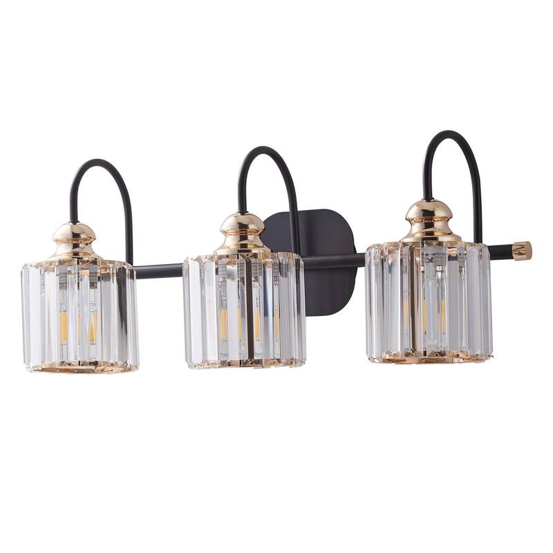 ExBrite Modern Rose Gold 3/4-light Bathroom Dimmable Crystal Vanity Lights Wall Sconces