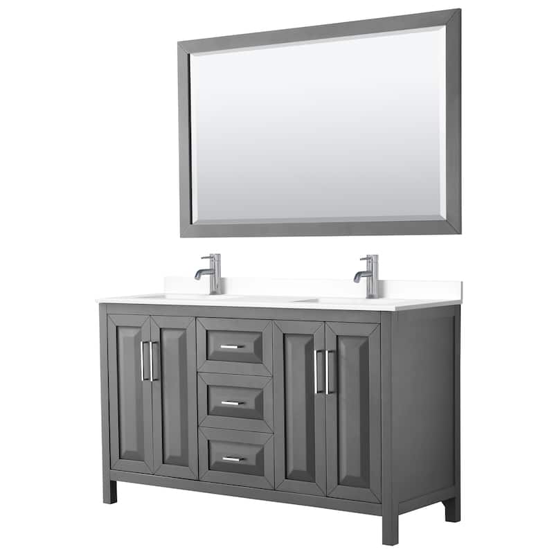 Daria 60 Inch Double Vanity, Cultured Marble Top, 58 Inch Mirror