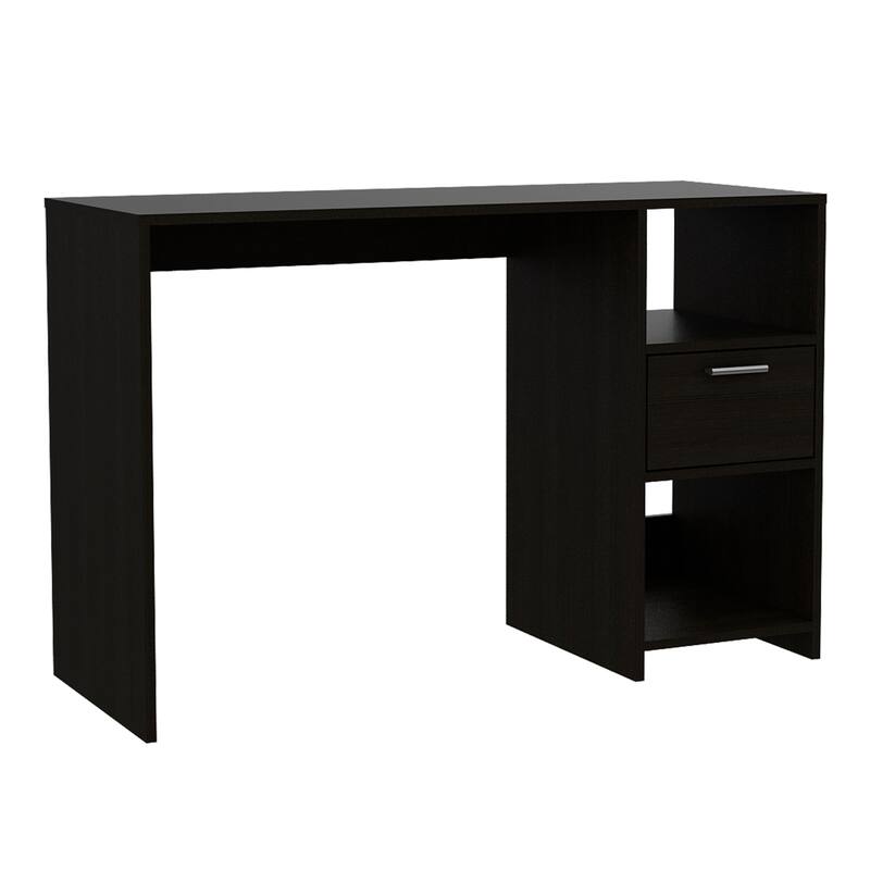 Freestanding Rectangular Computer Desk with Storage Drawer, Open Compartments, and Sleek Modern Design