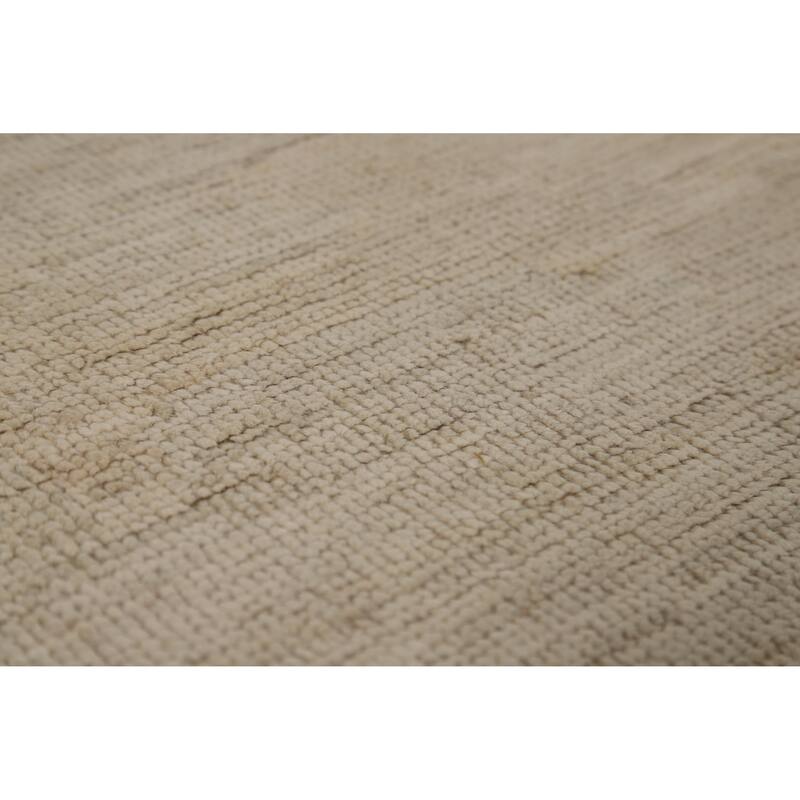 Beige Oushak Turkish Rug Hand-Knotted Transitional Wool Carpet - 9'2"x 11'3"