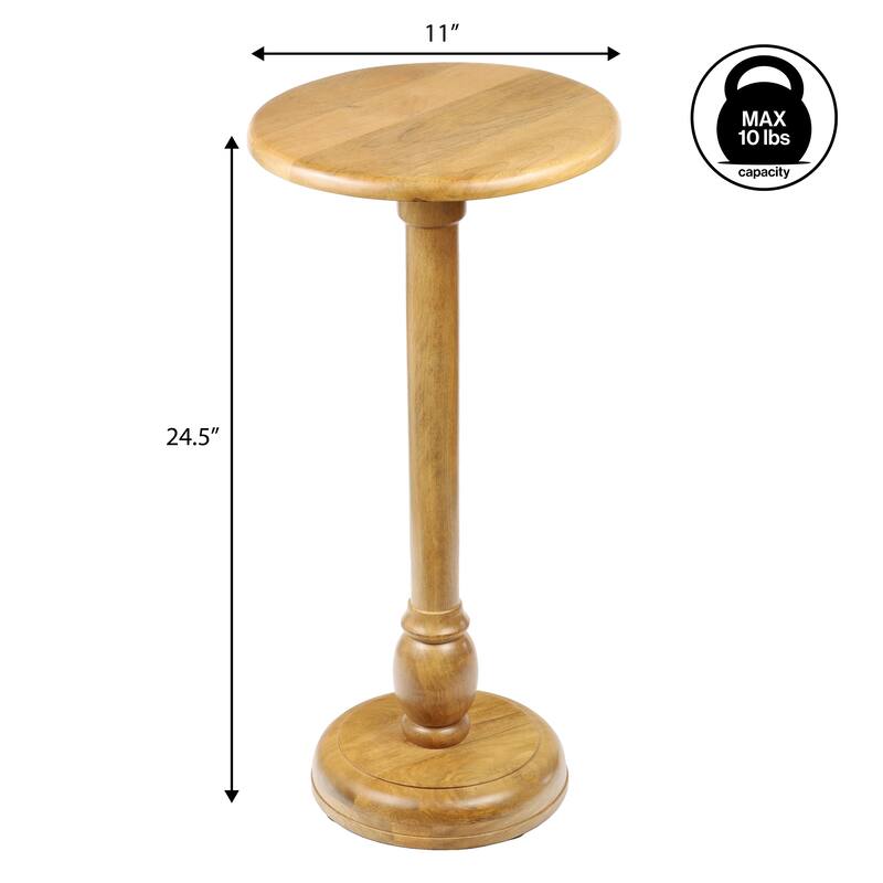 Leopold 24.5" Mango Wood Pedestal Round Drink Table and Decorative End Table, By JONATHAN Y