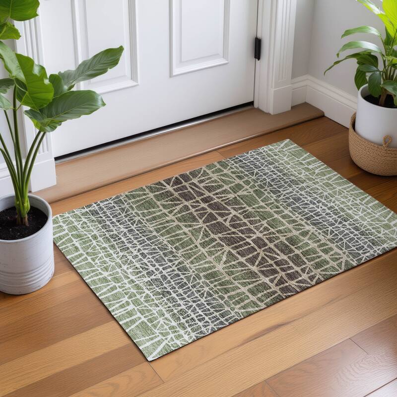 Machine Washable Indoor/ Outdoor Boho Global Chantille Rug
