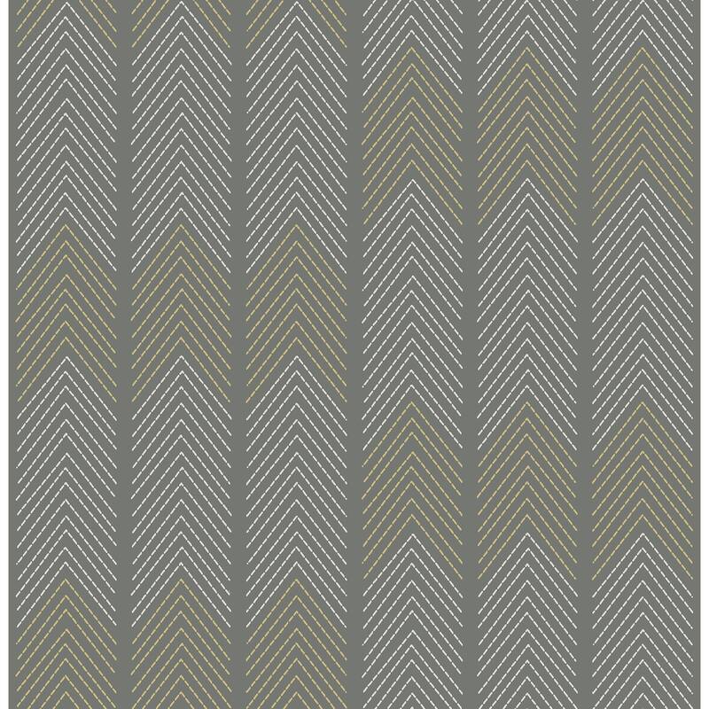 A-Street Prints Nyle Dark Grey Chevron Stripes Wallpaper