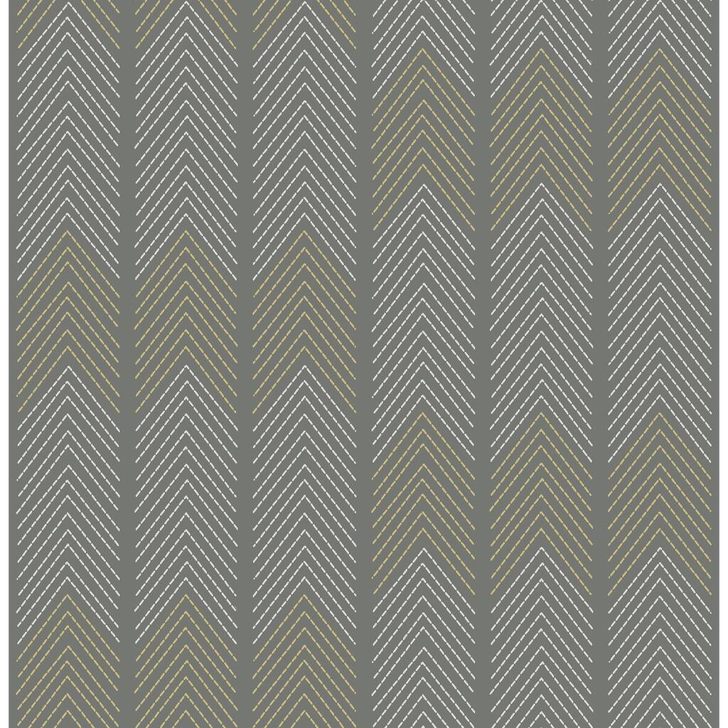 A-Street Prints Nyle Dark Grey Chevron Stripes Wallpaper