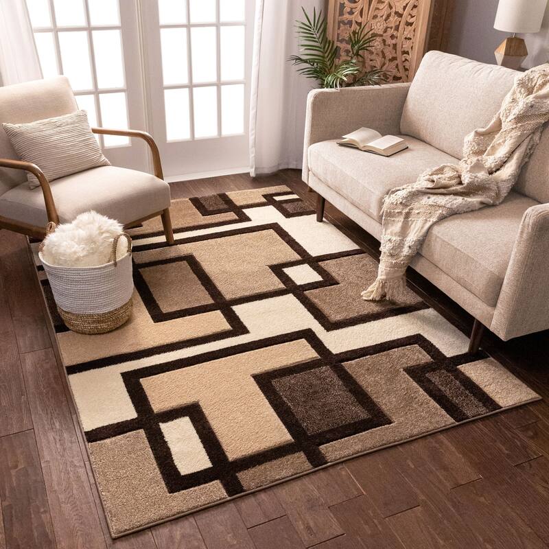 Well Woven Ruby Imagination Squares Modern Geometric Area Rug