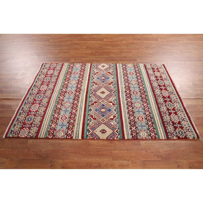Kazak Area Rug Handmade Traditional Oriental Wool Carpet - 3'10" x 5'10"