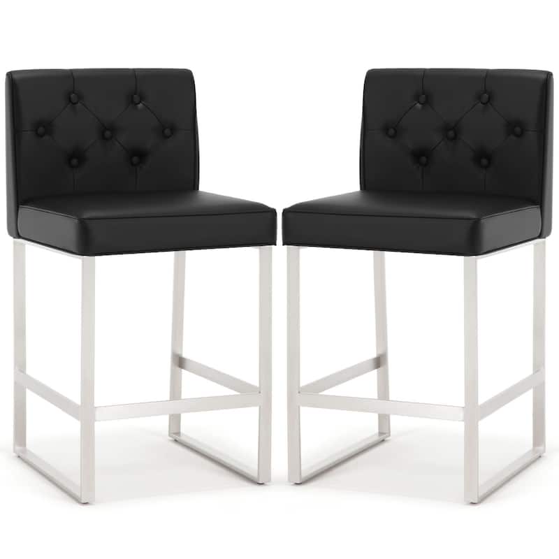 25" Faux Leather Upholstered Counter Height Bar Stools - 36.6"H x 18.9"W x 20.3"D