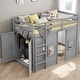 preview thumbnail 1 of 21, Twin Size Loft Kids Bed with Built-in Storage Wardrobe and 2-Windows, Grey Grey