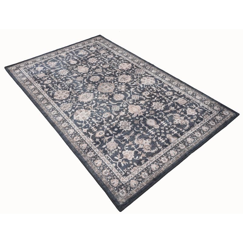 Bibb Home Washable Flannel Printed Area Rug with Latex Back
