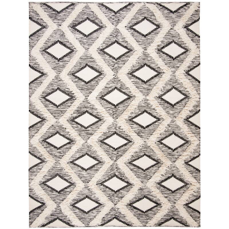 SAFAVIEH Hand-knotted Kenya Gotzone Southwestern Tribal Wool Rug - 6' x 9' - Black/Ivory