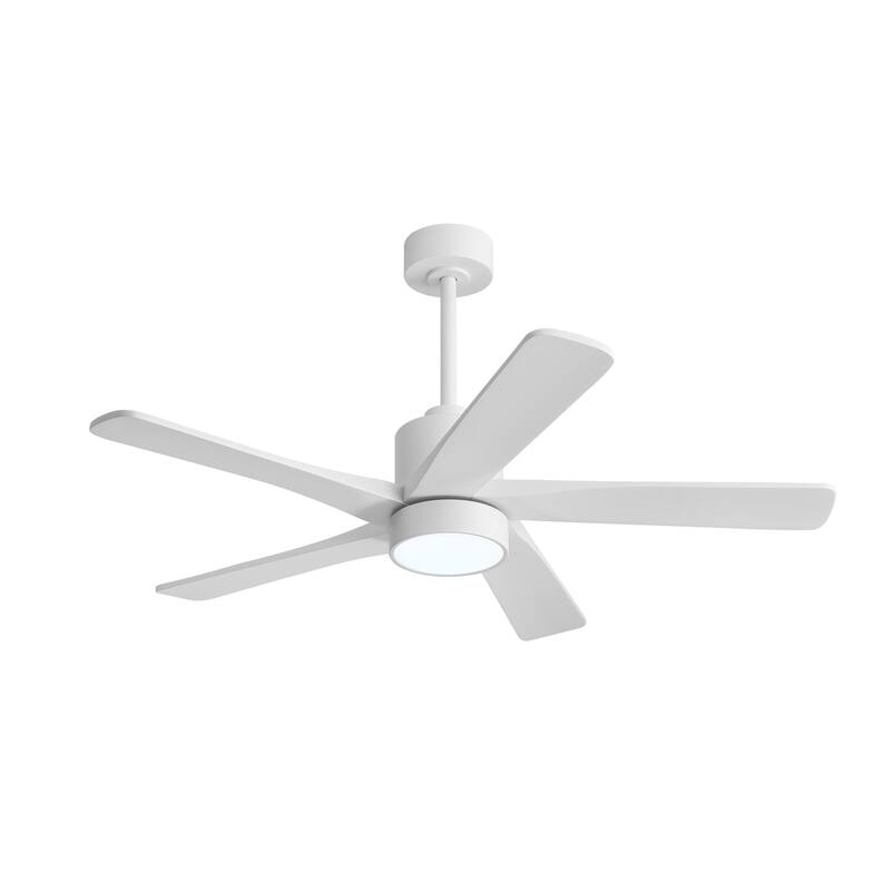 WINGBO 54" and 64" 5 ABS Blades DC Motor Indoor Ceiling Fan with Light & Remote - 48inch - White