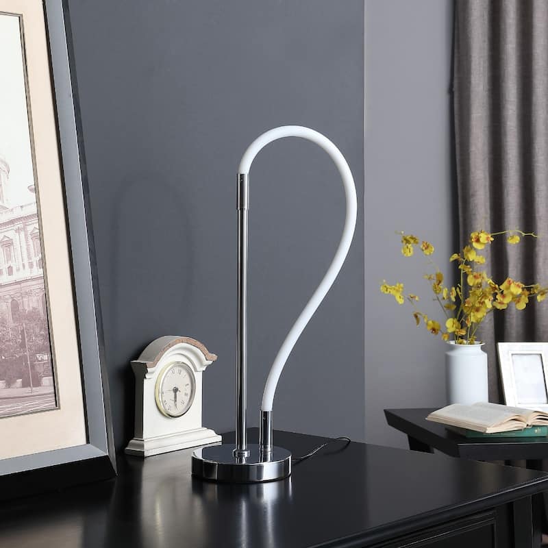 21" Modern Warm White LED Table Lamp with Metal Base and Corded In-Line Switch for Bedroom - 20.5"H x 6"W x 9.5"D