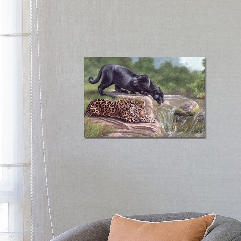 iCanvas "Black Panther And Jaguar" by Rachel Stribbling Canvas Print - 18x26x1.5