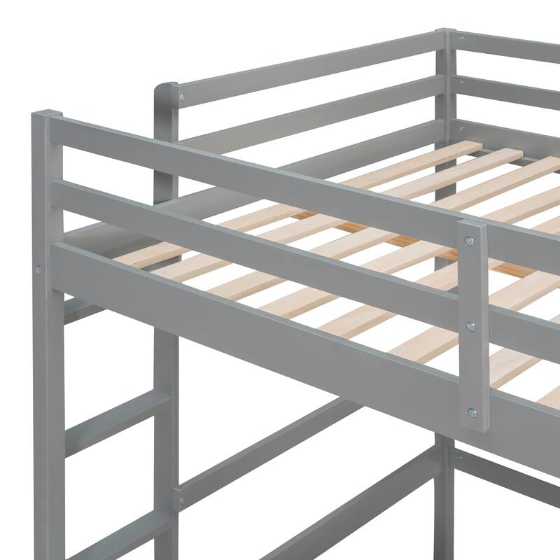 Full Size Loft Bed with Desk, Storage & 2 Drawers, Wooden Frame