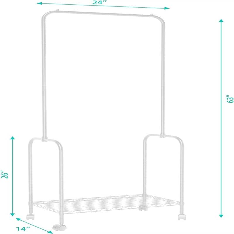 Rolling Clothes Rack 23.6 Inch Garment Rack - 13.8"D x 23.6"W x 65"H