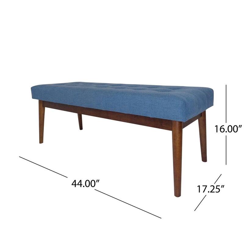 Mid-Century Tufted Ottoman with Rubberwood Frame by Christopher Knight Home
