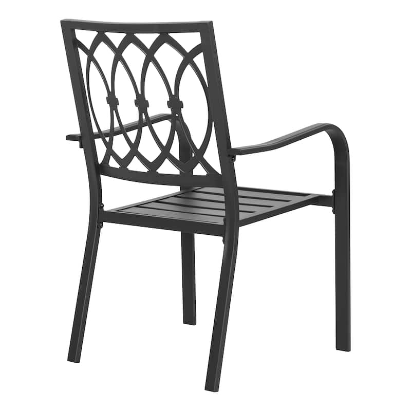 7PCS Metal Rectangle Patio Dining Set with Umbrella Hole, Stackable Design