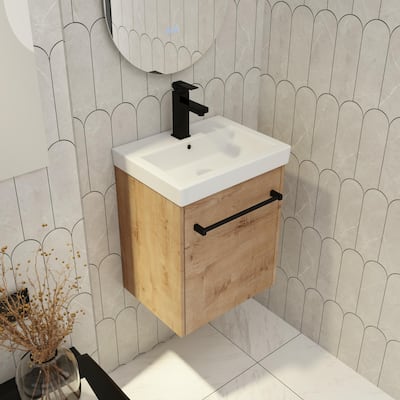 Beingnext 18" Small Single Bathroom Vanity with Sink, Floating Bathroom Vanity with Soft Close Door
