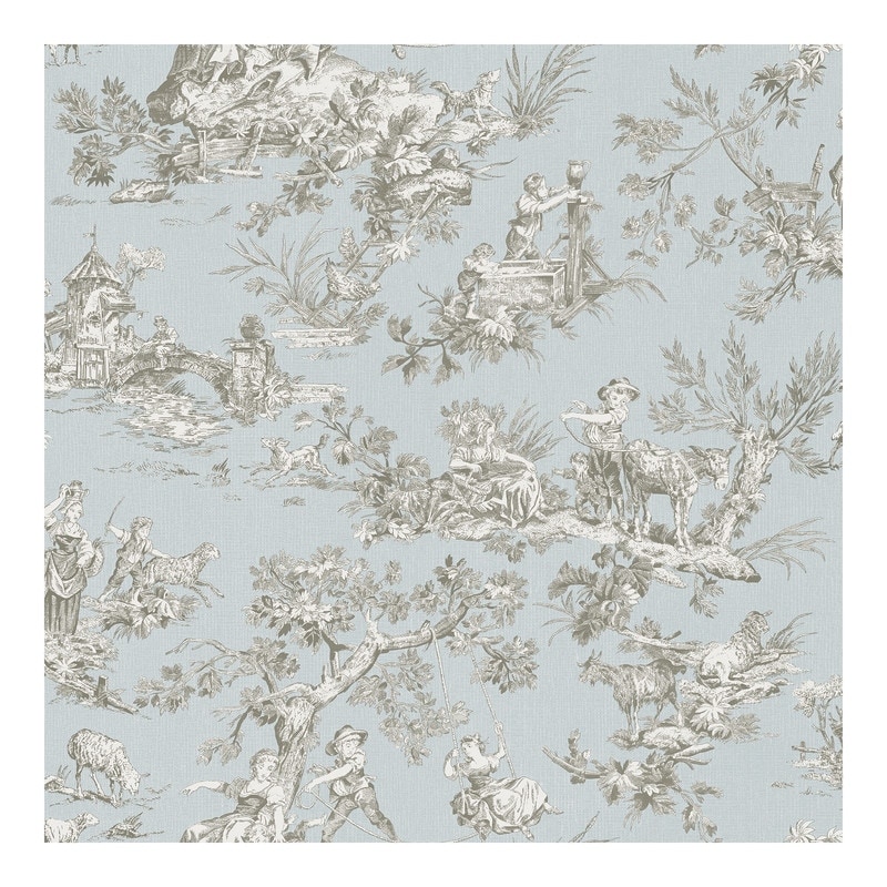 Blue Toile Fabric Wallpaper and Home Decor  Spoonflower