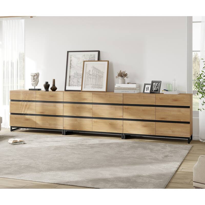 3-Piece Dresser And Nightstand Set,Dresser With 18 Drawers, 2 Nightstand for Bedroom, Bedroom Furniture Set