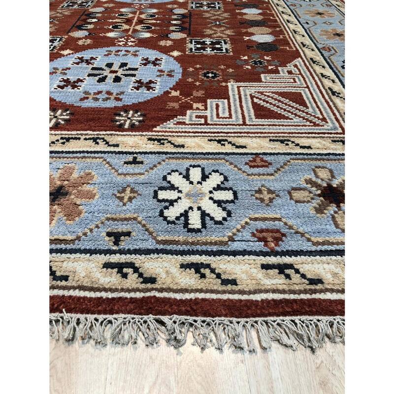 Hand-Knotted Wool Sultanabad Rug, 6' x 9', Rust Area Rug, Traditional Elegant Design for Home Decor - L