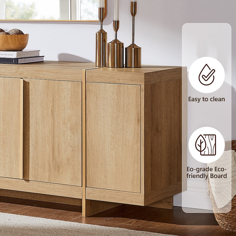 Modern 70" TV Stand, Entertainment Center, Handle-Free Hidden Design