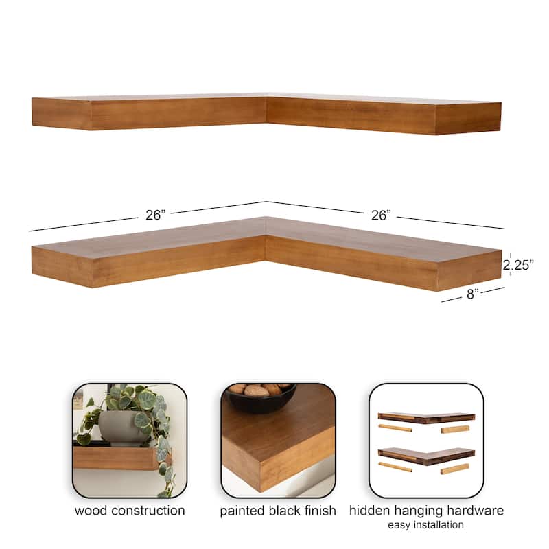 Kate and Laurel Havlock Wood Shelf Set
