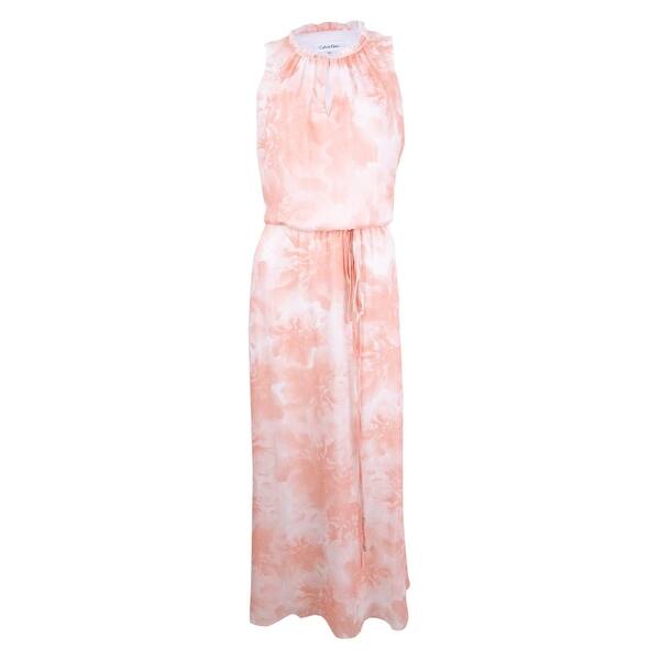 Shop Calvin Klein Women S Floral Print Chiffon Maxi Dress 8