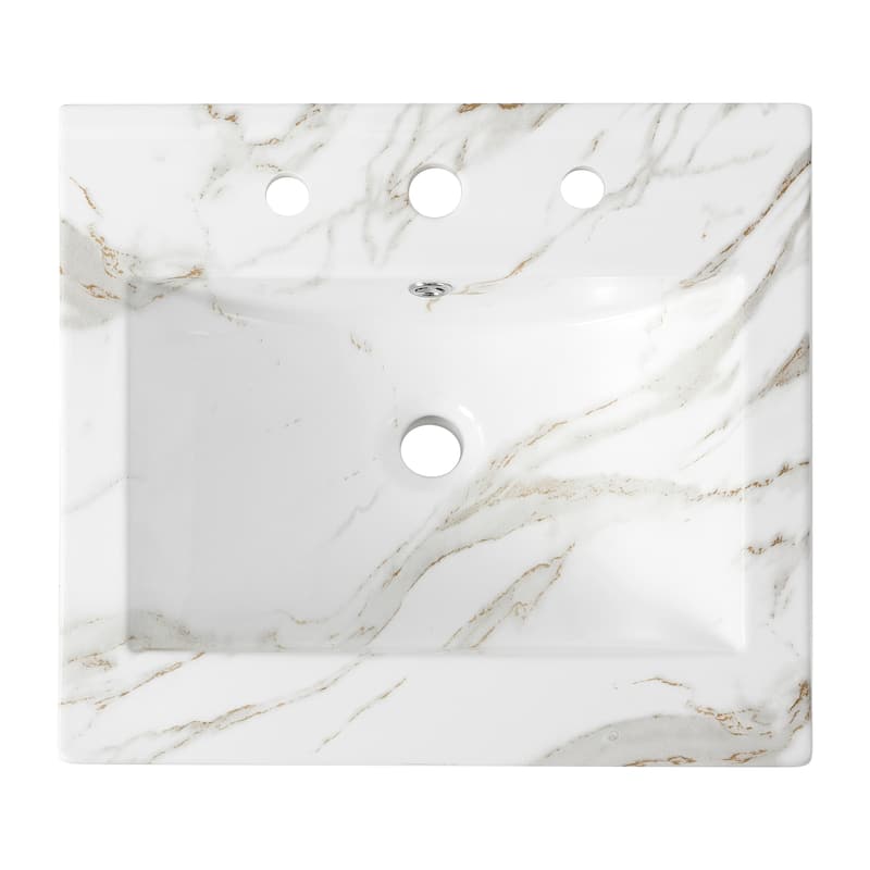 Aubert 3-Hole Classic Contemporary Rectangular Ceramic Single Sink Basin Vanity Top, by JONATHAN Y