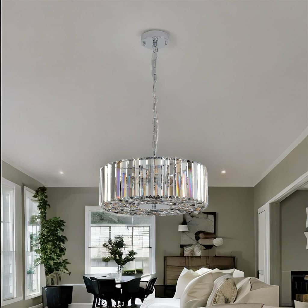 Transparent Modern Round Crystal Chandelier for Living Room