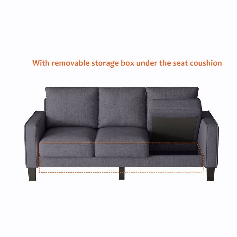 Modern Fabric Sofa Set w/Ottoman, Solid Wood Frame, HighDensity