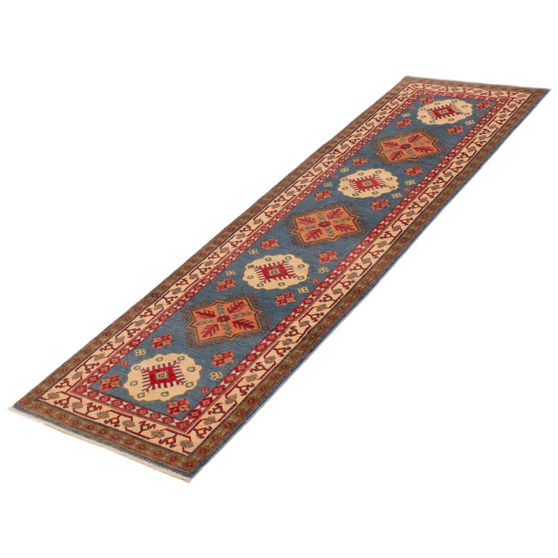 ECARPETGALLERY Hand-knotted Uzbek Ghazni Blue Wool Rug - 2'8 x 9'9