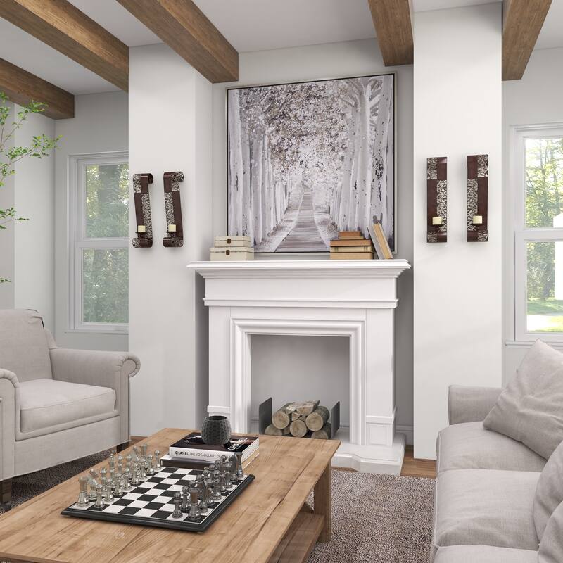 Brown Metal Cutout Leaf Wall Sconce with Scrolled Edges (Set of 2) - S/2 21"H, 4"W