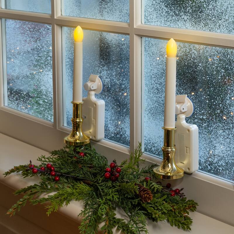Solar Powered LED Flameless Christmas Holiday Window Candle With Suction Cup