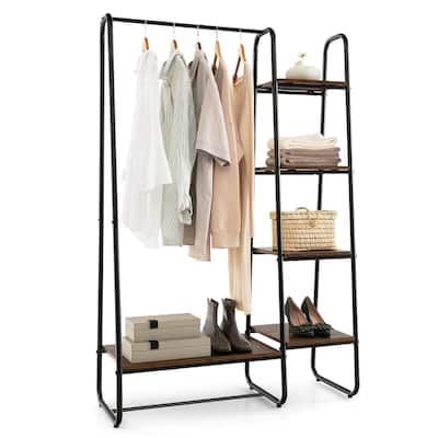 Costway Metal Garment Rack Free Standing Closet Organizer w/5 Shelves