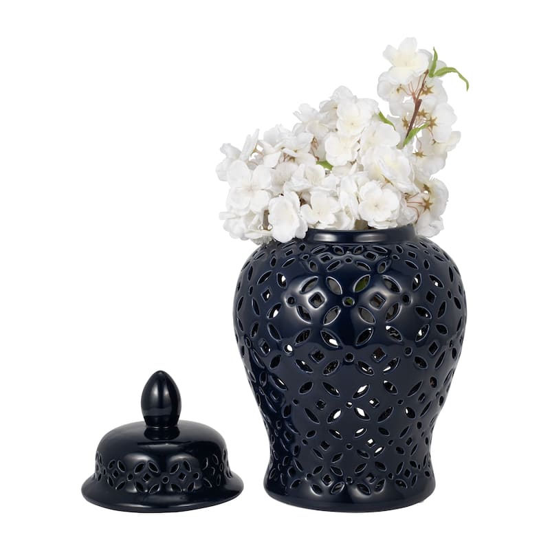 Sagebrook Home Neutral Ceramic Temple Ginger Jar