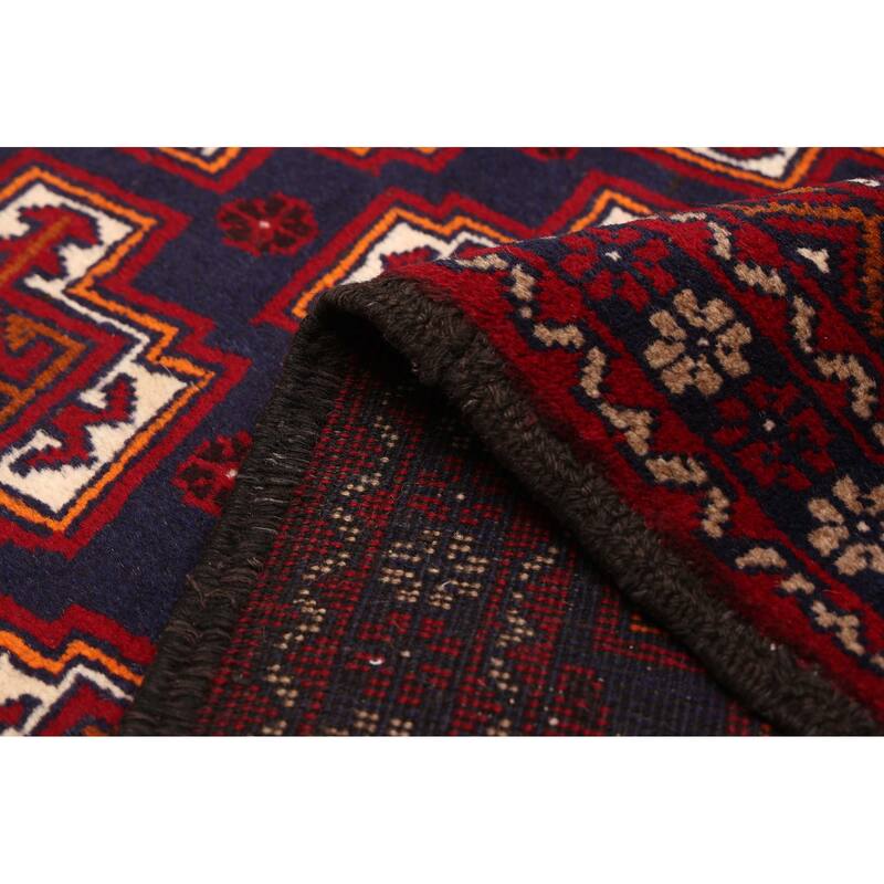 ECARPETGALLERY Hand-knotted Baluch Dark Navy, Red Wool Rug - 3'3 x 5'7