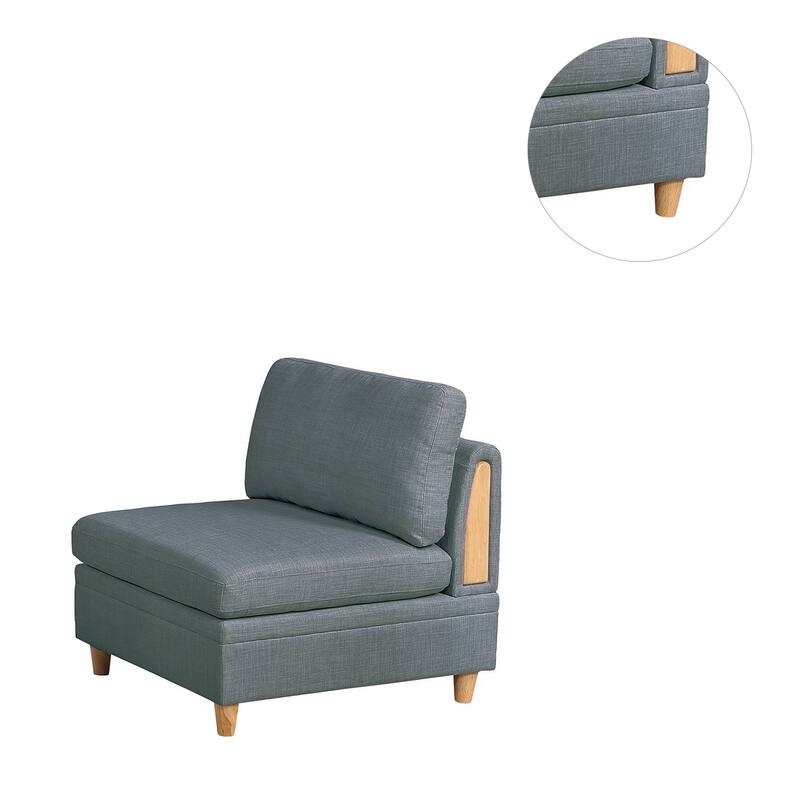Dorris Fabric Upholstered Modular Armless Chair with Solid Wood Decoration