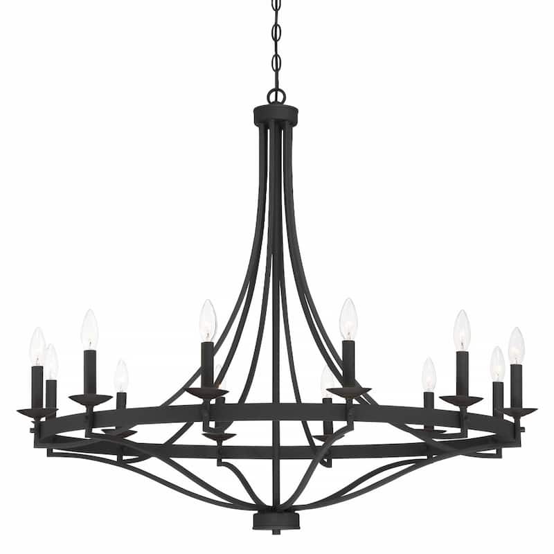 Acroma 12-light Matte Black Farmhouse Empire Wagon Wheel Chandelier