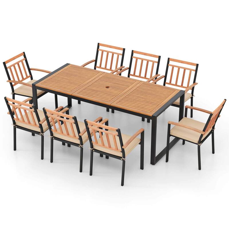 Costway 9 Pieces Patio Dining Set with Soft Cushions and 1.9" Umbrella - See Details