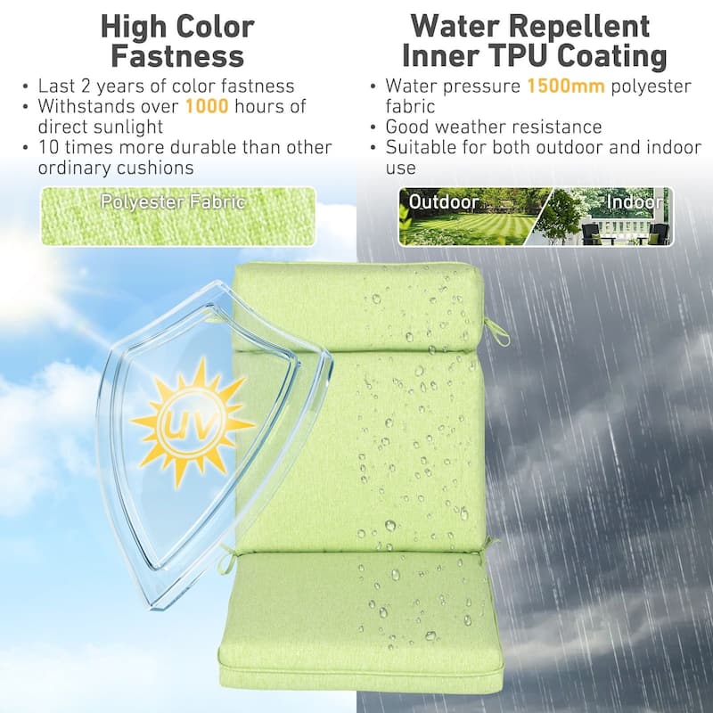 Aoodor Outdoor High Back Dining Chair Cushion Set, 44"x21"x3.2", Set of 4 - 44"x21"x3.2"