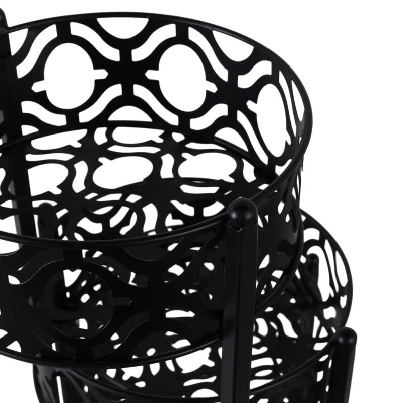 Metal Iron Plant Stand Intricate Frame Garden Decor - 29" Black - 16" x 8.25" x 29"